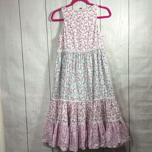 LoveShackFancy x Target Pink & Mint Floral Tiered Maxi Dress Size XS Romantic - Picture 12 of 14